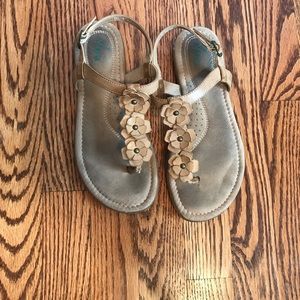 Tan, flower sandals